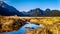 Snow covered peaks of the Coast Mountains surrounding the Pitt River and Pitt Lake in the Fraser Valley of British Columbia Canada