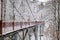 Snow-covered pedestrian bridge