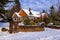 Snow covered private residential house