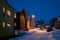 Snow covered residential street in Tromso