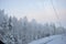 Snow covered road in Finnish Lapland, it's still snowing