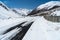 Snow covered road to Khunjerab border between China and Pakistan