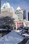 Snow covered Robson Square in downtown Vancouver