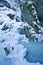 Snow covered rocks in Sucha Bela gorge in Slovak Paradise during winter