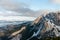 Snow-covered rocky mountain peak, Giewont, Tatra Mountains, Poland