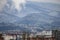 Snow covered slopes of Medvednica mountain above Zagreb city, Croatia at the start of the spring season