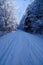 snow covered snowy roadway