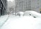 Snow covered street after snowstorm, New York City