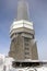 Snow-covered telecommunication tower of Feldberg-Taunus transmitter, near Frankfurt, Germany