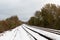 Snow covered train track in Barnsley in South Yorkshire