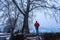 The snow covered view of Shalimar Bagh Mughal Garden during winter season, Srinagar, Kashmir, India