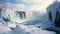 Snow-covered Waterfall: A Nostalgic Terragen Landscape In 8k Resolution