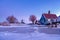 snow covered windmill village in the Zaanse Schans Netherlands, historical wooden windmills in winter Zaanse Schans