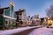 snow covered windmill village in the Zaanse Schans Netherlands, historical wooden windmills in winter Zaanse Schans