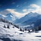 Snow draped mountains form a serene and enchanting winter wonderland