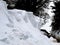 Snow drifts, sculptured, Welsh country lane