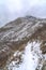 Snow dusted mountain scenery of Provo Canyon in Utah during winter season