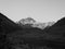 Snow Everest and Himalayas view sunset BW