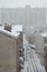 Snow falling on Philadelphia Rooftops