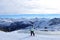 The snow farming lake on Parsenn mountain above Davos City