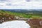 Snow field on a hillside with a beautiful view