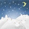 Snow field night with snowman recycle paper craft