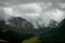 snow-filled mountain tops after a summer snowfall, in Livigno, Valtellina