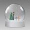 Snow glass globe with children skate  in winter for Christmas and New Year gift.Vector Illustration