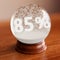 Snow globe with 85 percent discount title inside