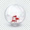 Snow globe ball with gift boxes realistic new year chrismas object isolated on transperent background with shadow, vector illustra