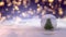 The Snow Globe with Christmas tree inside it. 3d render animation of falling snow