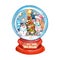 Snow globe, crystal ball vector illustration.