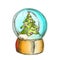 Snow Globe With Decorated Fir-tree Souvenir Color Vector