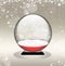 Snow globe in golden background