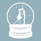 A snow globe  inside a girl and a guy. Laser cutting. Vector illustration. Template for laser cutting  plotter and screen printing