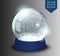 Snow globe template empty on transparent background. Christmas magic ball. Realistic Xmas snowglobe vector illustration.