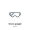 Snow goggle outline vector icon. Thin line black snow goggle icon, flat vector simple element illustration from editable winter