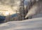 Snow gun on the ski slope in mountains