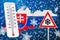 Snow hurricane, blizzards and winter storm in Slovakia concept,