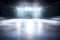 Snow and ice background.Empty ice rink illuminated by spotlights