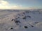 Snow and Ice Dunes on Shore of Lake Erie at Sunset, Presque Isle State park