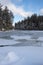 Snow and ice on the lake in January in Muskoka