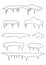 Snow and ice vector frames. Winter snow caps, snowdrifts and icicles. Hand drawn elements for your designs poster, card