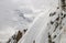 Snow and icicles at the French Alps mountains. Mont Blanc massif, Aiguille du Midi. Chamonix