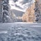 Snow kissed woods Forest immersed in a layer of tranquil snow