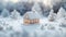 snow landscape with cute snow covered small house