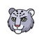 Snow leopard, irbis head. Vector cartoon comic doodle illustration, mascot, character, icon.