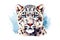 Snow Leopard, Minimalist Style, White Background Cartoonish, Flat Illustration. Logo. Generative AI