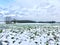 Snow lies on farmland in England