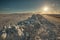 Snow lumps on roadside